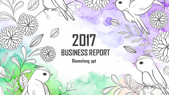 2017唯美艺术手绘水彩清新风格PPT模板 - 顶尖PPT