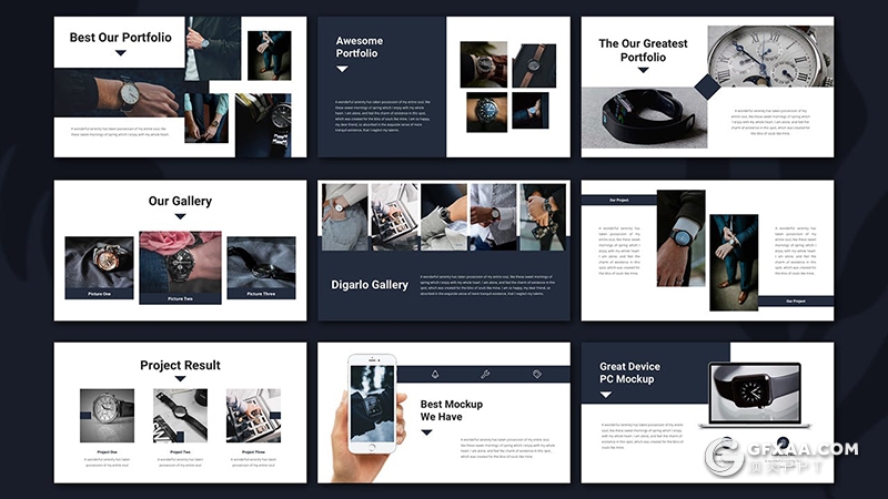 36页高端品牌手表业务介绍产品推广宣传Google slides模板 - 顶尖PPT