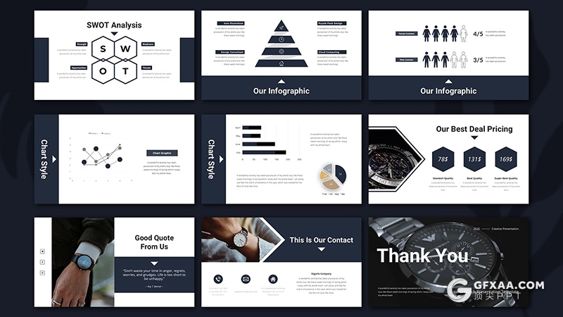 36页高端品牌手表业务介绍产品推广宣传Google slides模板 - 顶尖PPT