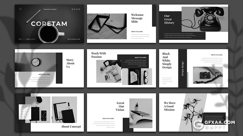 36页简约时尚黑色摄影图片展示keynote模板 - 顶尖PPT