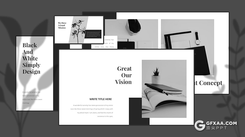 36页简约时尚黑色摄影图片展示keynote模板 - 顶尖PPT