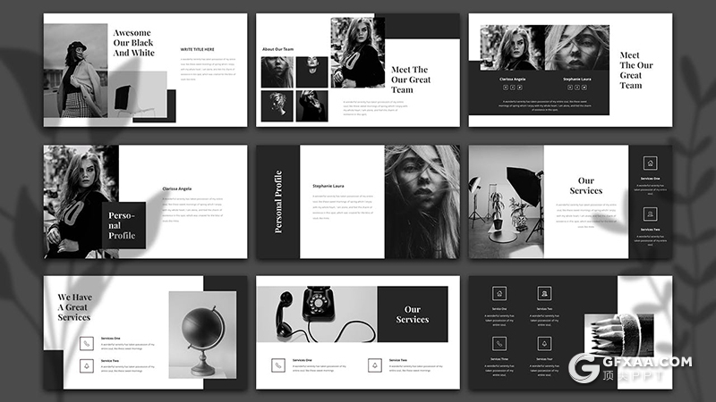 36页简约时尚黑色摄影图片展示keynote模板 - 顶尖PPT