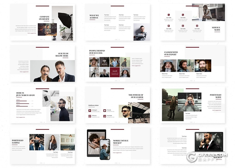 30页扁平化简约风格设计师团队介绍keynote模板5种主题配色 - 顶尖PPT