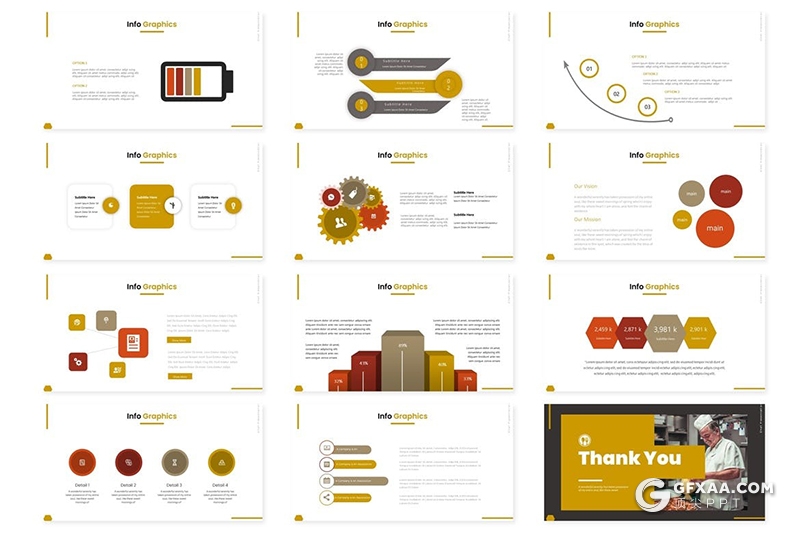 30页国外扁平化风格西式餐饮美食行业主题Google slides模板5种主题配色 - 顶尖PPT