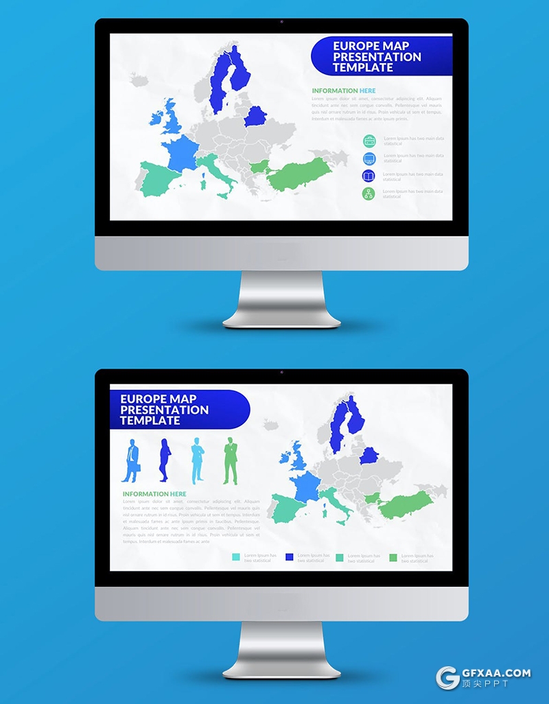 82页蓝色世界各国地图中国地图keynote模板 - 顶尖PPT