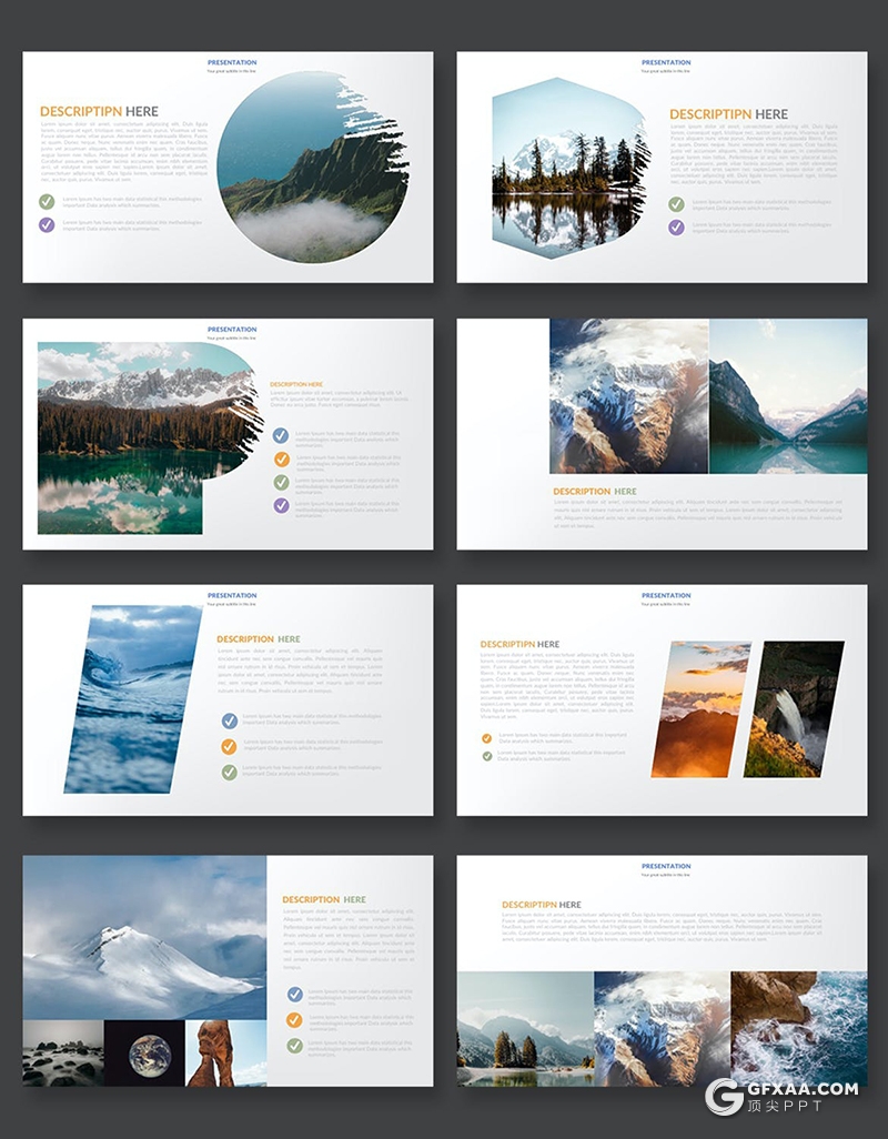 34页摄影美图展示图文搭配风格PPT模板 - 顶尖PPT