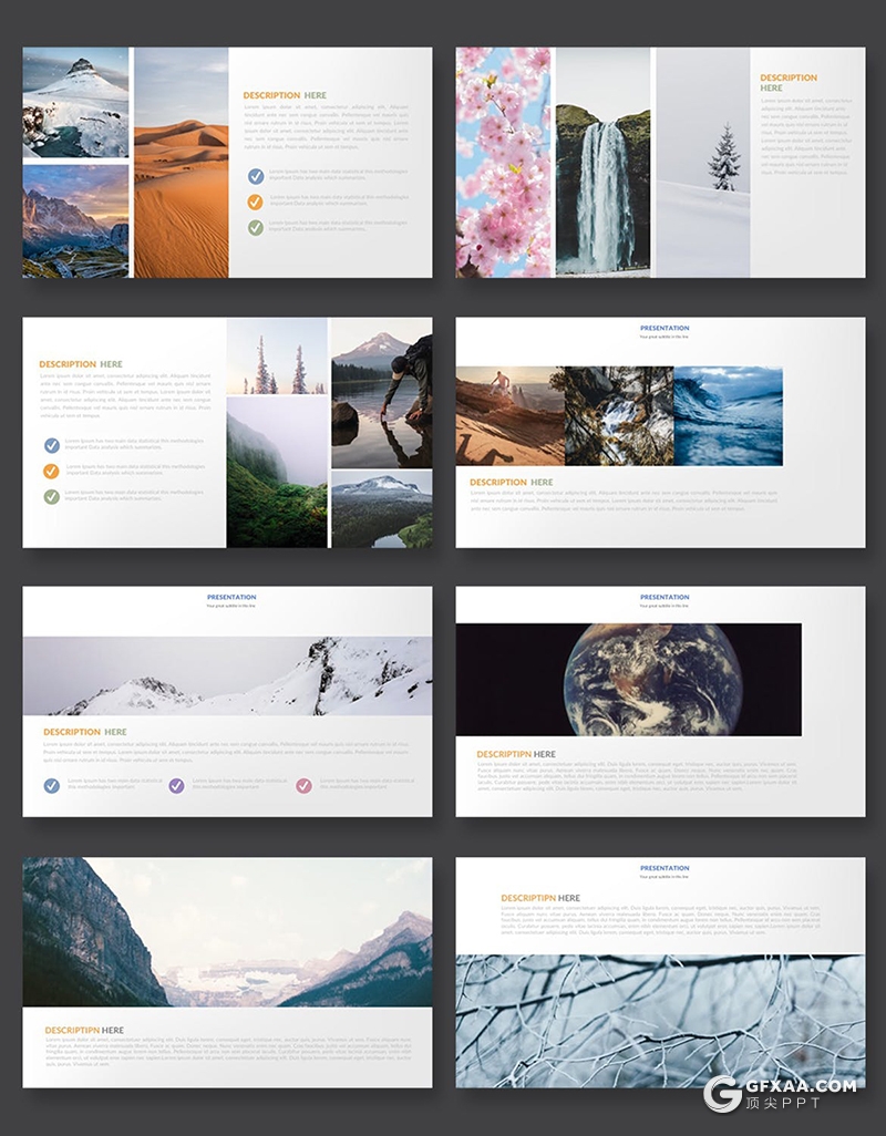 34页摄影美图展示图文搭配风格PPT模板 - 顶尖PPT