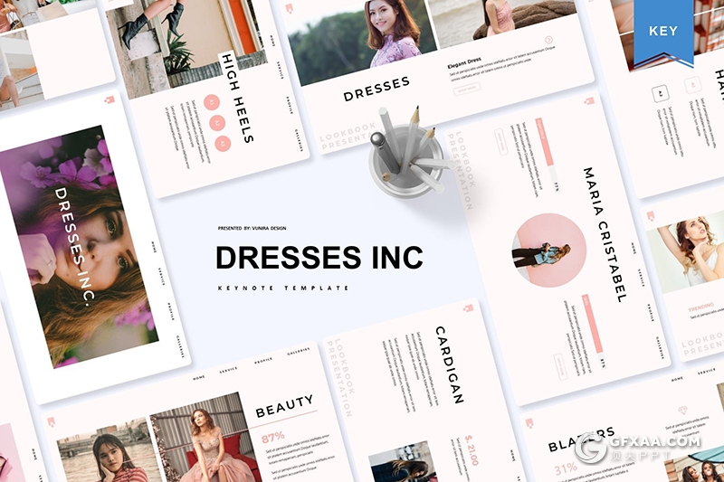 30页女性主题行业数据分析简约文艺风格keynote模板5种主题配色 - 顶尖PPT