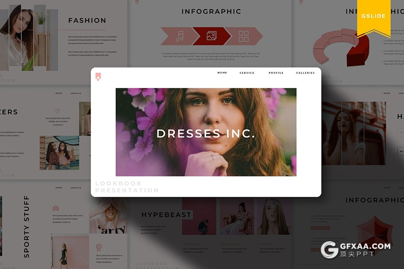 30页女性主题行业数据分析简约文艺风格Google slides模板5种主题配色 - 顶尖PPT