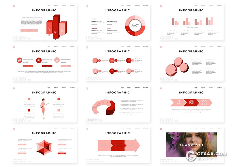 30页女性主题行业数据分析简约文艺风格Google slides模板5种主题配色 - 顶尖PPT