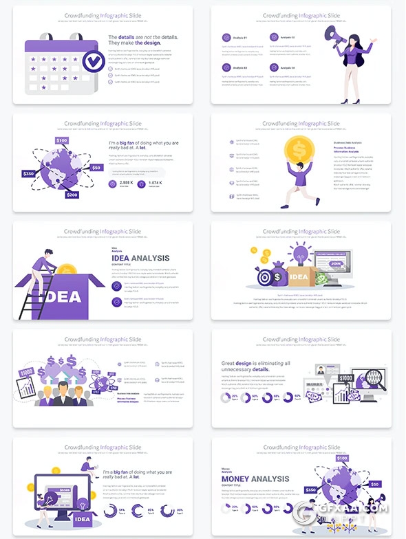 35页投资理财金融行业卡通插画PPT模板11种主题配色 - 顶尖PPT