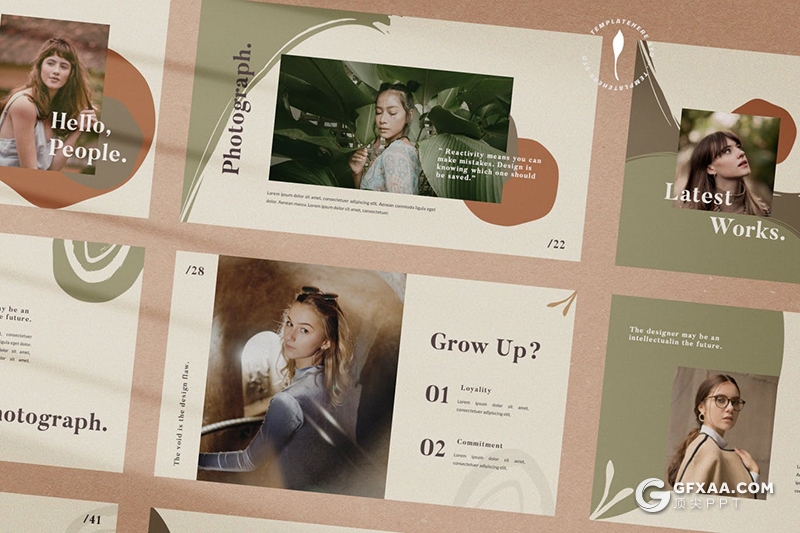 50页国外复古文艺唯美风格摄影美图展示多用途PPT模板 - 顶尖PPT