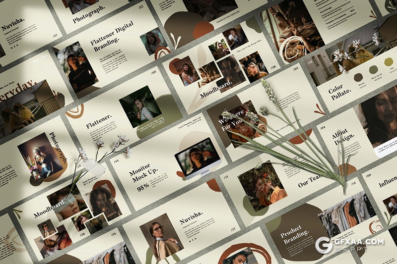 50页国外复古文艺唯美风格摄影美图展示多用途PPT模板 - 顶尖PPT