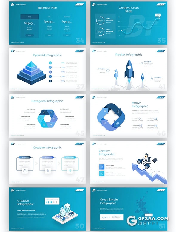 56页商务风格业务合作企业团队介绍工作计划总结PPT模板16种主题配色 - 顶尖PPT