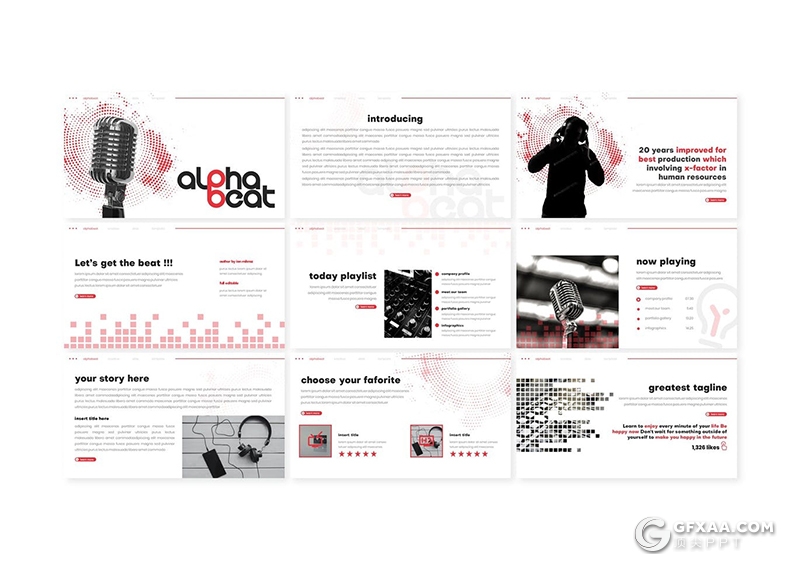 30页音乐演唱会活动策划音乐设备产品展示促销PPT模板5种主题配色 - 顶尖PPT