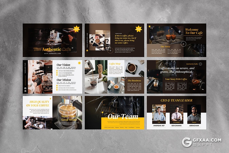50页棕色咖啡产品介绍宣传咖啡工艺展示PPT模板 - 顶尖PPT