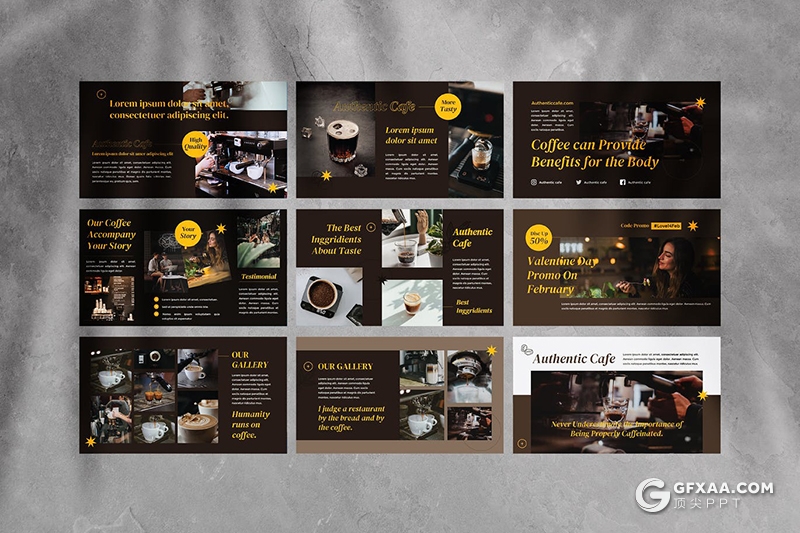 50页棕色咖啡产品介绍宣传咖啡工艺展示PPT模板 - 顶尖PPT