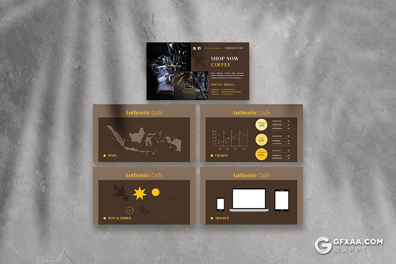 50页棕色咖啡产品介绍宣传咖啡工艺展示PPT模板 - 顶尖PPT