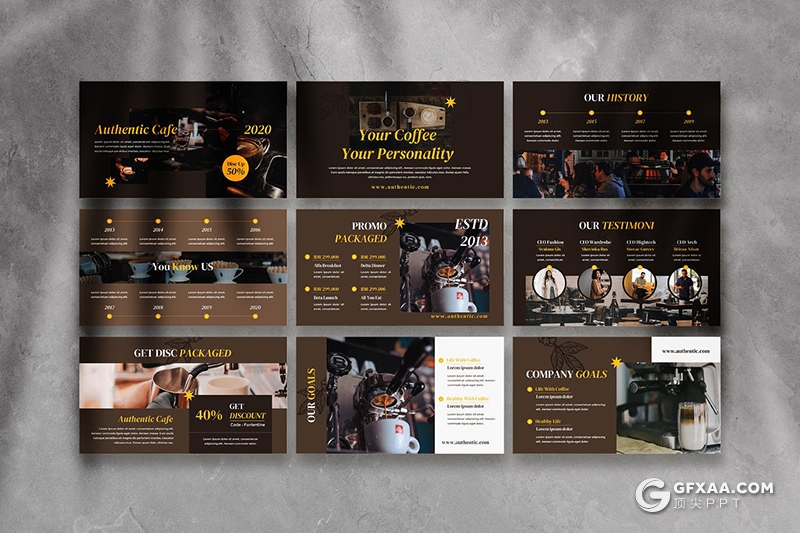 50页棕色咖啡产品介绍宣传咖啡工艺展示PPT模板 - 顶尖PPT