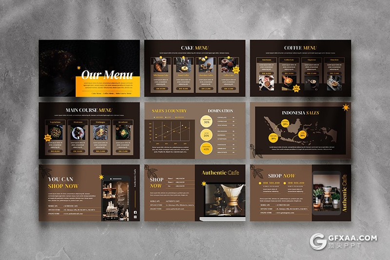 50页棕色咖啡产品介绍宣传咖啡工艺展示PPT模板 - 顶尖PPT