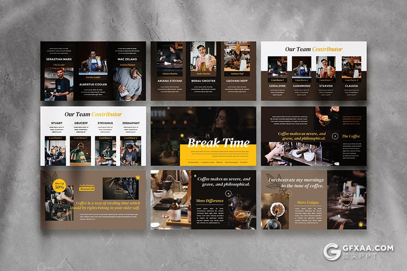 50页棕色咖啡产品介绍宣传咖啡工艺展示PPT模板 - 顶尖PPT