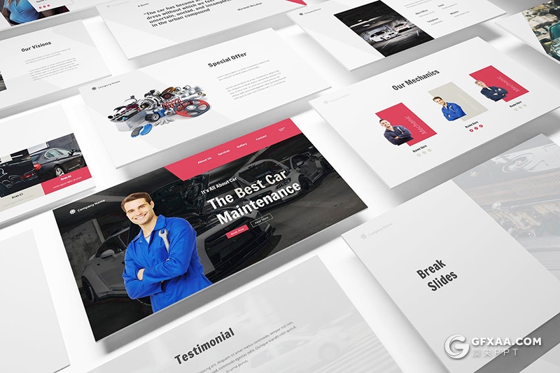 30页汽车维修汽车保养维护汽车主题PPT模板 - 顶尖PPT