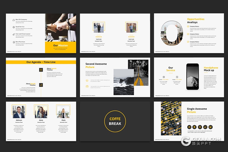 30页商务风格企业团队介绍项目合作展示PPT模板4种主题配色 - 顶尖PPT