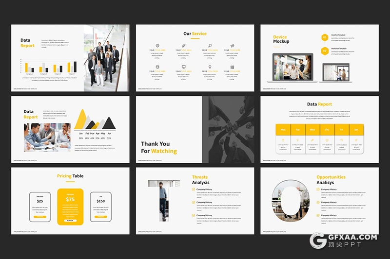 30页商务风格企业团队介绍项目合作展示PPT模板4种主题配色 - 顶尖PPT