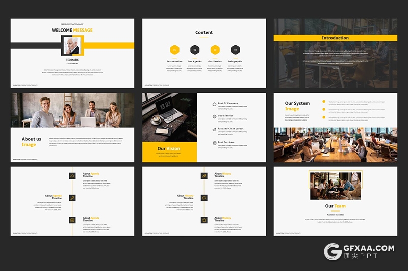 30页商务风格企业团队介绍项目合作展示PPT模板4种主题配色 - 顶尖PPT
