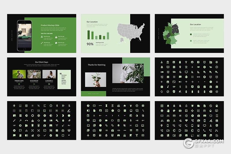 62页国外极简文艺小清新风格PPT模板黑白两种底色 - 顶尖PPT