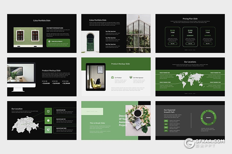 62页国外极简文艺小清新风格PPT模板黑白两种底色 - 顶尖PPT