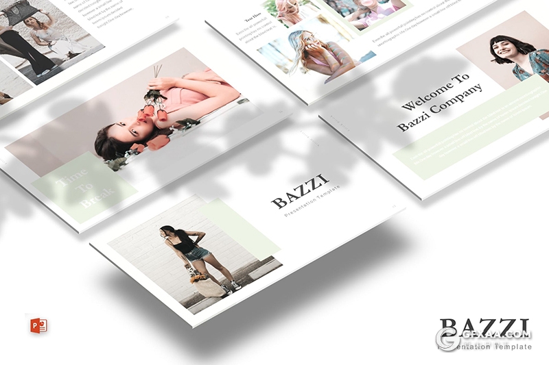 30页极简文艺小清新风格时尚模特服装主题行业PPT模板5种主题配色 - 顶尖PPT