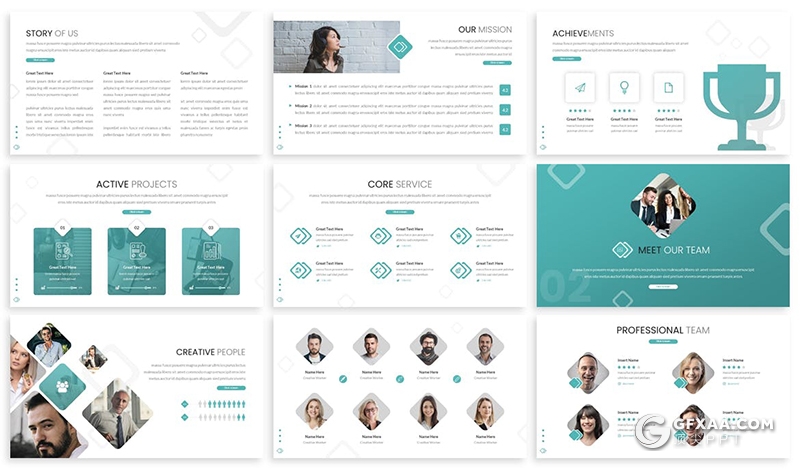 30页商务团队介绍项目报告业务展示年终总结PPT模板5种主题配色 - 顶尖PPT