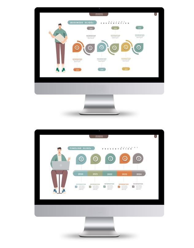 信息图形数据展示演讲PPT模板 - 顶尖PPT