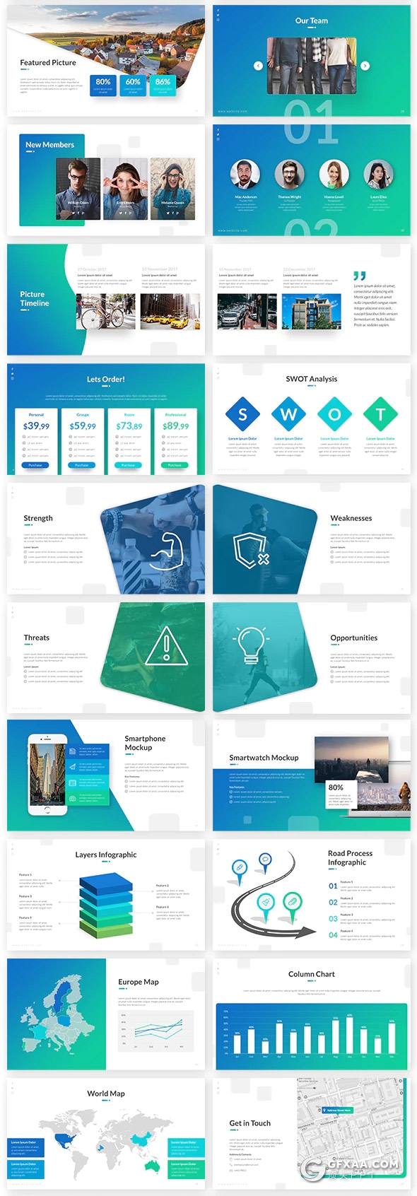 60页国外高端创意版式设计商务风格企业公司介绍项目展示年终总结PPT模板11种主题配色 - 顶尖PPT