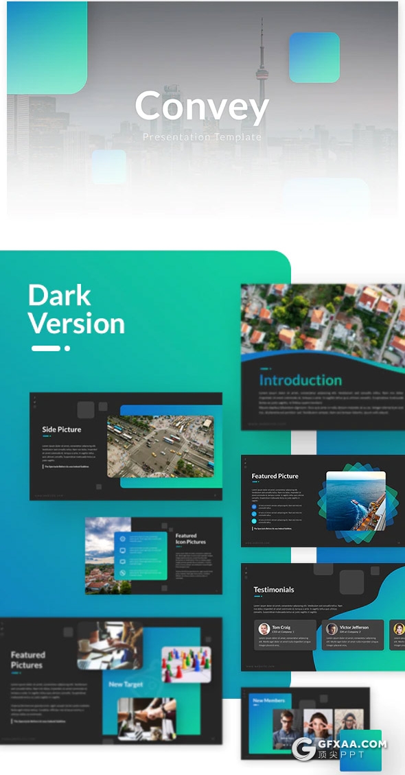 60页国外高端创意版式设计商务风格企业公司介绍项目展示年终总结PPT模板11种主题配色 - 顶尖PPT