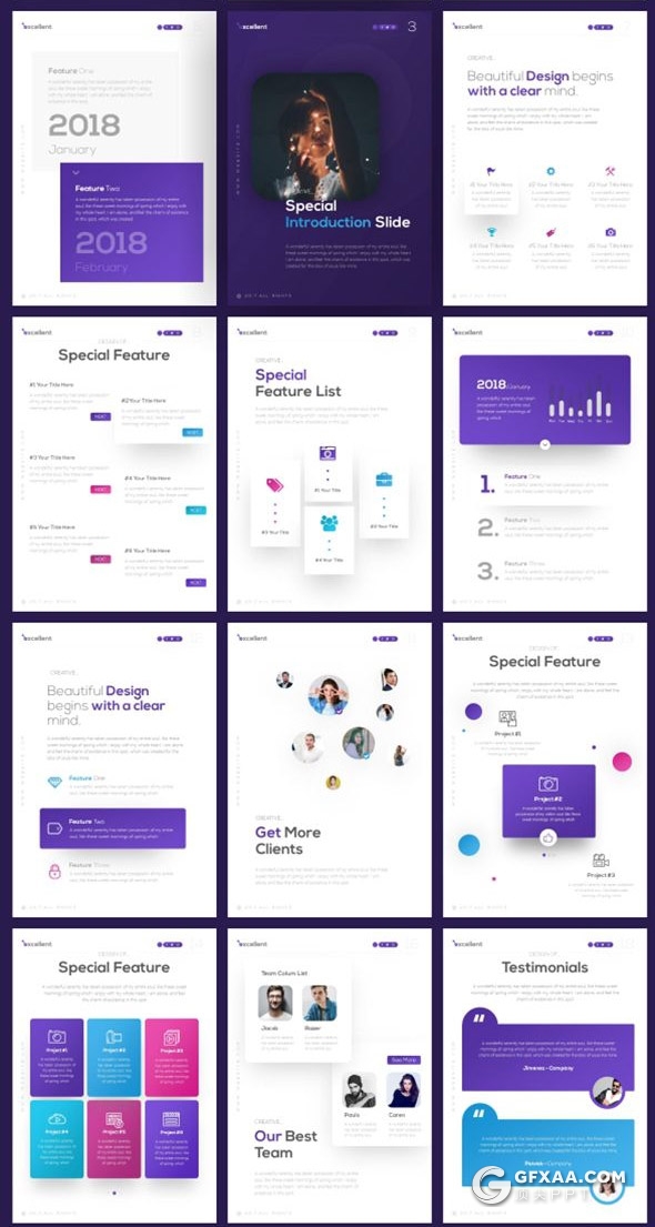 80页国外高端创意商务风格企业宣传介绍年终工作汇报A4尺寸PPT动画模板11种主题配色 - 顶尖PPT