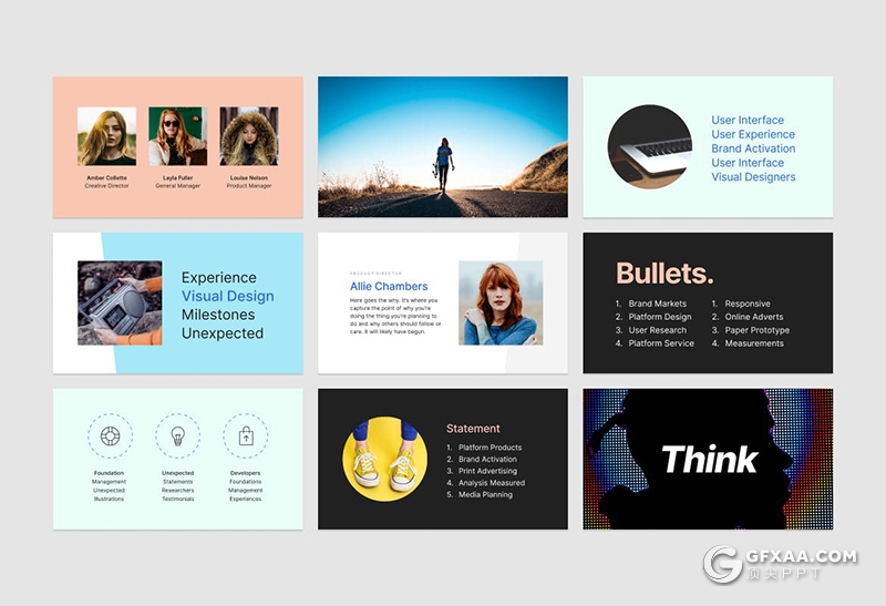 200页超极简风格大色块设计PPT模板 - 顶尖PPT