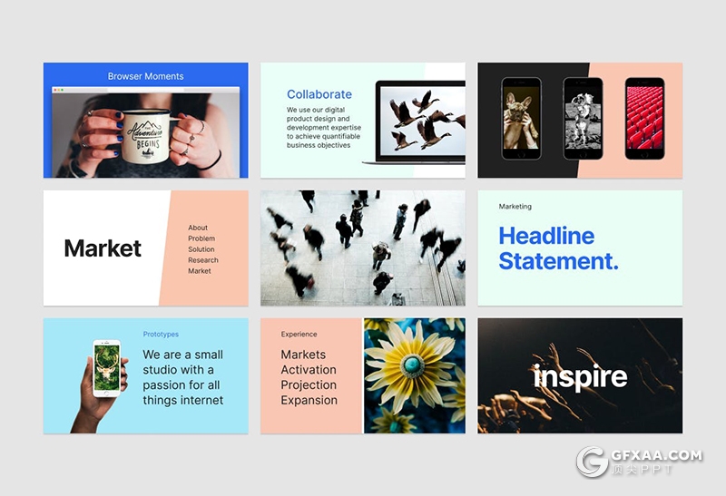 200页超极简风格大色块设计PPT模板 - 顶尖PPT