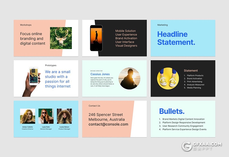 200页超极简风格大色块设计PPT模板 - 顶尖PPT