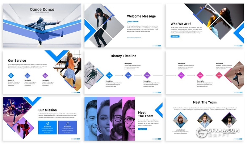 30页创意三角图形版式设计紫色时尚流行风格PPT模板 - 顶尖PPT