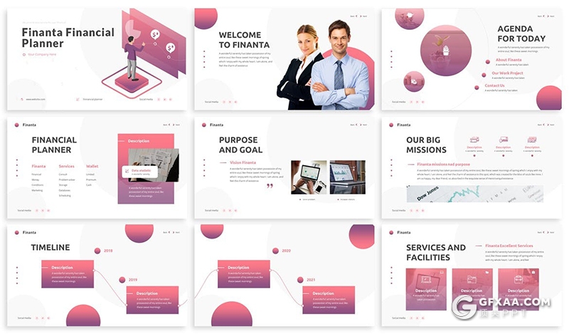 30页国外创意圆形版式设计财务规划年终工作汇报总结高档PPT模板 - 顶尖PPT