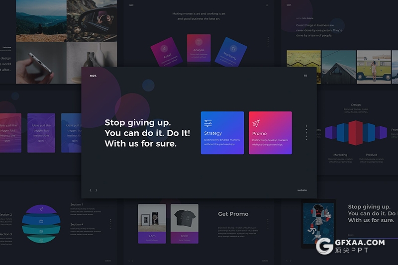 105页国外创意彩色图形设计作品展示工作规划总结PPT模板黑白两种底色 - 顶尖PPT