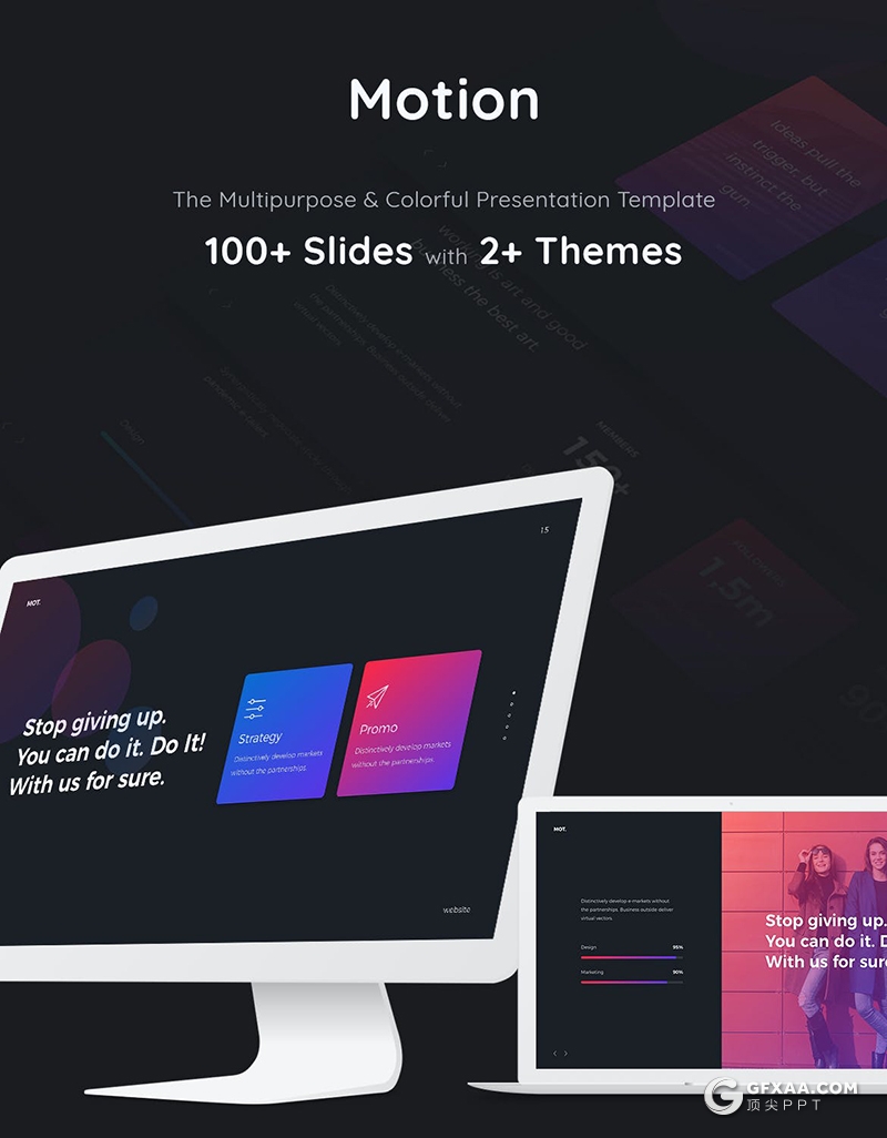 105页国外创意彩色图形设计作品展示工作规划总结PPT模板黑白两种底色 - 顶尖PPT