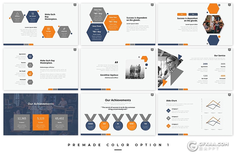 创意六边形组合设计企业项目汇报国外PPT模板 - 顶尖PPT
