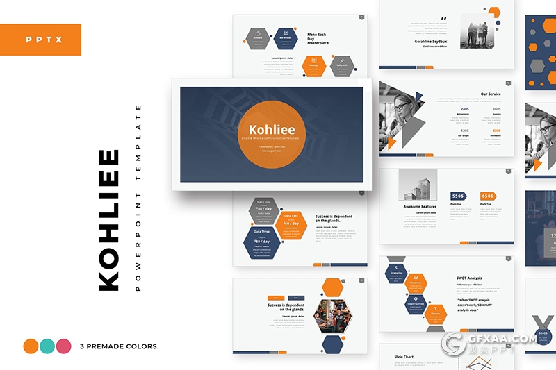 创意六边形组合设计企业项目汇报国外PPT模板 - 顶尖PPT