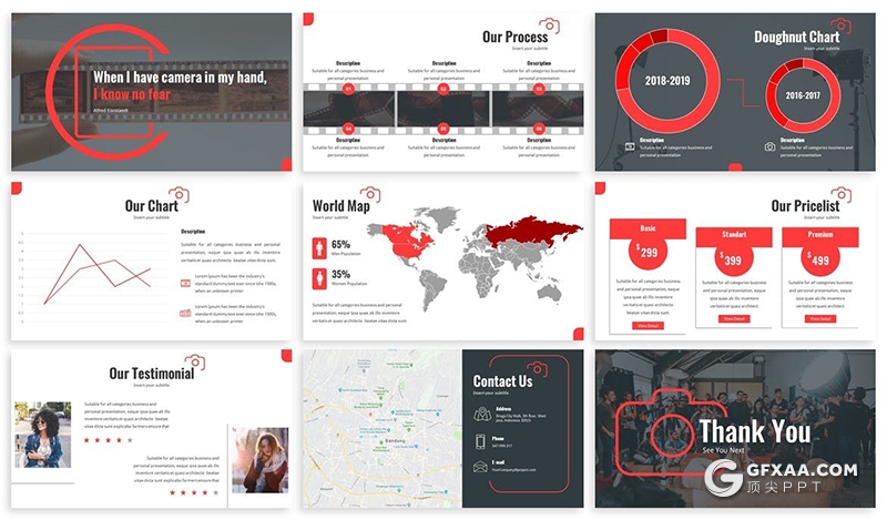 30页摄影团队摄影工作室介绍业务作品展示PPT模板 - 顶尖PPT