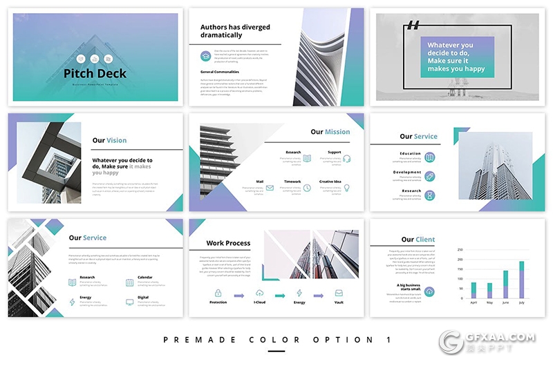 30页渐变配色简约版式设计企业公司宣传介绍PPT模板 - 顶尖PPT