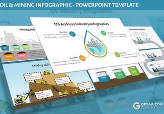 PPT石油矿石开采过程扁平化卡通概念插画PPT模板 - 顶尖PPT