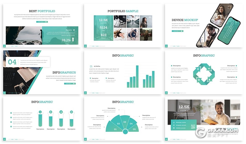 30页扁平化商务风格团队介绍工作项目报告PPT模板 - 顶尖PPT